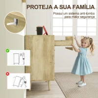 HOMCOM Cómoda com 6 Gavetas para Dormitório com Frentes das Gavetas Estriadas e Pés de Madeira 120x40x76 cm Madeira(m-7)
