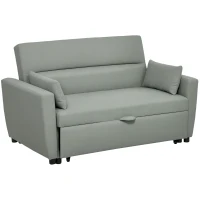 HOMCOM 2-Sitzer Sofa mit Bettfunktion, Verstellbarer Rückenlehne, Polstersofa, Samtoptik, für Wohnzimmer, Schlafzimmer, Hellgrau(m-10)