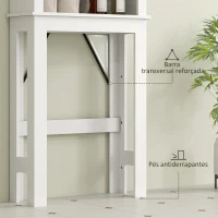 HOMCOM Móvel sobre Sanita com Porta de Correr Estilo Celeiro e 6 Compartimentos Móvel Casa de Banho Rústico 67x25x172 cm Branco(m-7)