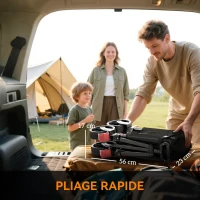 Outsunny Chariot de jardin pliable 150 L, chariot de transport de plage poignée réglable poches latérales 85 x 50 x 90 cm noir(m-6)