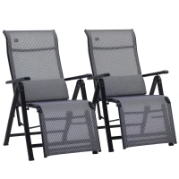 Outsunny Sdraio da Giardino Zero Gravity Set 2 Pz, Regolabile su 9 Livelli, con Cuscini, 65x70x111cm, Grigio(m-1)