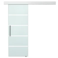 HOMCOM Porta Scorrevole Interna in Vetro Smerigliato e Satinato con Binario B2 e Maniglia per Bagno Cucina Studio Vetro 205x 77,5x 0,8cm(m-1)