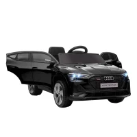 HOMCOM Coche de Batería para Niños 12V Audi E-tron con Mando a Distancia Faros Bocina Música Velocidad 3-5 km/h Negro(m-1)