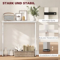 HOMCOM Konsolentisch Flurtisch mit verstellbar Fußpads, Kippschutz 75 x 24 x 76 cm für Kleinen Raum Weiß(m-5)