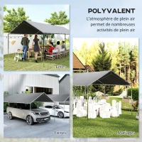 Outsunny Carport auvent pour voiture 6 x 3 m acier galvanisé robuste toit PE haute densité gris(m-7)