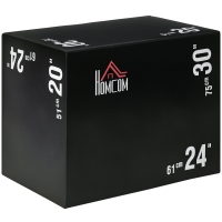 HOMCOM Box jump pliometrie 3 en 1 appareil musculation fitness plyobox pour box training 51/61/75 cm PE noir