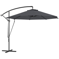 Outsunny Parasol de Jardín Excéntrico Sombrilla con Funda para Sombrilla Protección UV 50+ y Base Cruzada Ø290x243 cm Gris Oscuro