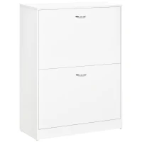 HOMCOM Armoire à Chaussures Meuble à Chaussures dim. 60L x 24l x 80H cm 2 Portes abattantes Blanc(m-11)