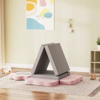 AIYAPLAY Ensemble de 12 blocs de mousse pour grimper, construire, ramper, tapis de jeu intérieur avec housse en cordon, Gris+Rose(m-5)