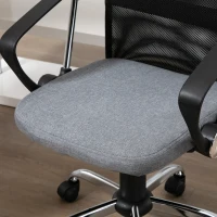 Vinsetto Poltrona da Ufficio in Tessuto Grigio, Sedia Girevole ed Ergonomica per Scrivania, 60 x 66 x 91-101cm(m-11)