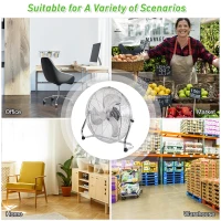 HOMCOM 100W 3 Wind Speed Metal Fan Silver(m-5)