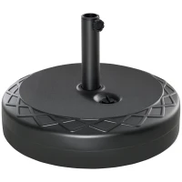 Outsunny Base para Chapéu de Sol Recarregável com Água 30kg Base Chapéu de Sol Redonda para Mastros de 38mm 48mm Metal e Plástico para Jardim Terraço Ø55x38cm Preto(m-9)