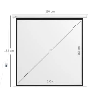 HOMCOM Projector Scherm, 1:1 formaat, met afstandsbediening, 172 x 172 cm (96 inch), wit(m-3)