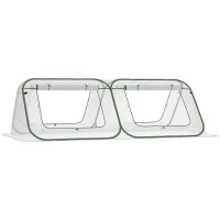 Outsunny Mini Serre Pop-up de Jardin mini serre tunnel Serre à tomates toit pointu 4 Portes zippées Enroulable - dim. 2,4L x 1,2l x 0,75H m - Sac Transport Inclus - PE Blanc Vert(m-1)