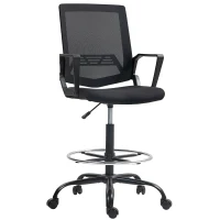 HOMCOM Fauteuil de bureau, chaise bureau ergonomique avec hauteur et repose-pieds réglables, 66,5 x 70,5 x 118-139,5 cm, noir(m-11)