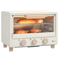 HOMCOM Horno Sobremesa de 16L 1400W Horno Eléctrico con Puerta de Vidrio Temporizador y Temperatura Ajustables hasta 230℃ Crema(m-10)