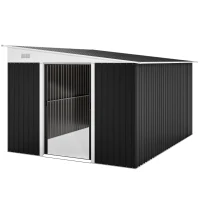 Outsunny 3.3 x 2.68m Corrugated Metal Shed - Black(m-11)