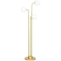 HOMCOM Lampadaire sur pied salon, lampe salon contemporain avec 3 spots pivotants, abat-jour en verre et interrupteur à pied(m-11)