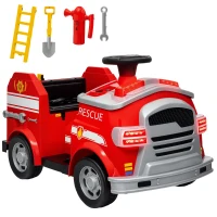 AIYAPLAY Carro Elétrico para Crianças acima de 3 Anos Caminhão de Bombeiros Elétrico para Crianças com Bateria de 12V Sirene Faróis Buzina e Música 86x49x52 cm  Vermelho(m-10)