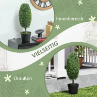 HOMCOM 2er-Set künstliche Pflanzen, UV-beständige Kunstbäume im Topf, Kunststoff, Zement, Grün(m-5)