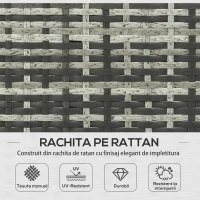 Outsunny Mobilier pentru gradina cu canapea 2 locuri, sezlong si masuta, set pentru gradina din ratan PE si geam cu perne, gri(m-4)