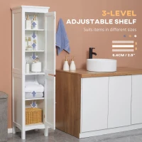 kleankin Tall Bathroom Storage Unit, Slim Bathroom Cabinet with Adjustable Shelves and Double Door, White(m-6)
