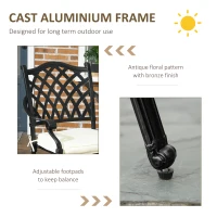 Outsunny Cast Aluminium 4 Seater Outdoor Dining Set with Cushions Parasol Hole Black(m-6)