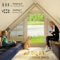 Outsunny Opblaasbare Campingtent, Slaaptent, Oxford-Stof, Netramen, Waterdicht(m-6)