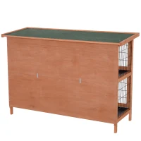 PawHut Conejera Madera de Exterior Jaula para Conejo Cobaya 2 Niveles Bandeja Extraíble Casa para Animal Pequeño 136.4x50x93cm(m-7)