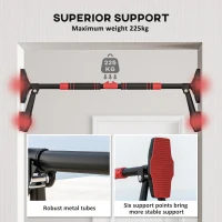 SPORTNOW Optrekstang, verstelbaar 80-110cm, met Waterpas, 6-Puntsondersteuning, Metaal, Zwart/Rood(m-5)