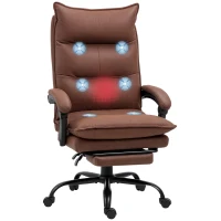Vinsetto Bureaustoel met Massage- en Verwarmingsfunctie, Voetensteun, Verstelbaar, tot 120 kg, Bruin(m-11)