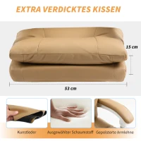 HOMCOM Ergonomische Bureaustoel met Lendensteun, Opvouwbare Armleuning, Voetsteun Lichtbruin(m-5)