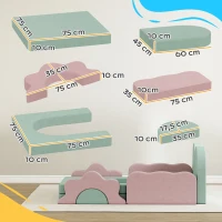 AIYAPLAY Ensemble de 12 blocs en mousse pour l'escalade, la construction, le rampement, les tapis de jeu intérieur avec housse en cordon, Vert + Rose(m-3)