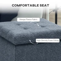 HOMCOM Foldable Sherpa Fleece Storage Ottoman - Blue(m-5)