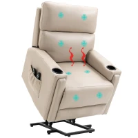HOMCOM Electric Riser and Recliner Chair, with Massage and Heat - Beige(m-10)
