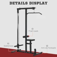 HOMCOM krachtstation met riemschijf zitting verstelbaar en meerdere kabelposities om de spieren te versterken trainingsapparaat voor home fitness staal zwart 180 x 183 x 219 cm(m-4)
