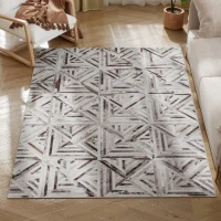 HOMCOM Modern Area Rug, Triangle Pattern Non-Slip Washable Rug, Chenille Floor Carpet for Living Room, Bedroom, Dining Room, Home Office, 170 x 120 cm, Brown(m-10)
