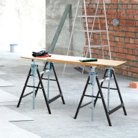 HOMCOM 2 x in hoogte verstelbare steigerbok opklapbare bok tot 200 kg staal zwart(m-2)