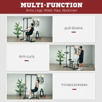 HOMCOM krachtstation met riemschijf zitting verstelbaar en meerdere kabelposities om de spieren te versterken trainingsapparaat voor home fitness staal zwart 180 x 183 x 219 cm(m-5)