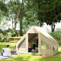 Outsunny Opblaasbare Campingtent, Slaaptent, Oxford-Stof, Netramen, Waterdicht(m-10)