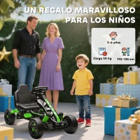 AIYAPLAY Kart Pedales para Niños de +3 Años con Embrague Automático Freno Ruedas Antideslizantes de EVA y Marco Metálico Verde(m-8)