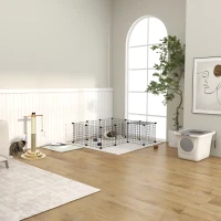 PawHut Kattenbak, 2-weg kattenbak, inclusief kattenbakschep, wit + grijs(m-13)