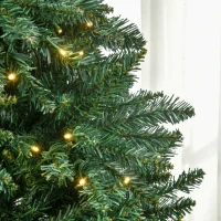 HOMCOM Kerstboom met 700 Warmwitte LED's, 2154 Takken, Vlamvertragend, Kunststof/Metaal, 210 x 142 cm, Groen(m-9)