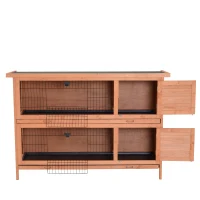 PawHut Conejera Madera de Exterior Jaula para Conejo Cobaya 2 Niveles Bandeja Extraíble Casa para Animal Pequeño 136.4x50x93cm(m-4)