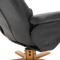 HOMCOM Relaxstoel met kruk tv-stoel 360° draaibaar ligfunctie hout zwart(m-13)
