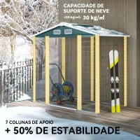 Outsunny Abrigo de Jardim Exterior 2,36m² 213x120x194 cm com Base Reforçada (Piso NÃO Incluído) e Portas de Correr Verde(m-5)