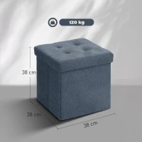 HOMCOM Foldable Sherpa Fleece Storage Ottoman - Blue(m-3)