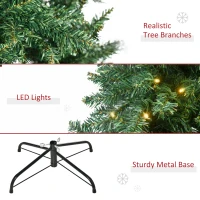 HOMCOM Kerstboom met 700 Warmwitte LED's, 2154 Takken, Vlamvertragend, Kunststof/Metaal, 210 x 142 cm, Groen(m-8)