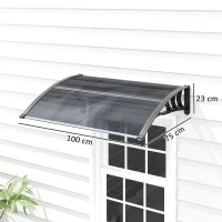 Outsunny Marquise para Portas e Janelas 100x75x23 cm Marquise de Proteção contra Sol e Chuva com Cobertura de Policarbonato Preto(m-3)