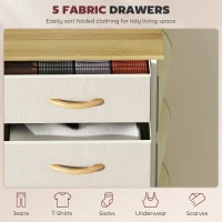 HOMCOM Chest of Five Fabric Drawers - Beige(m-4)